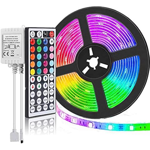 DAYBETTER (2rd Gen) SMD 5050 Remote Control Led Strip Lights 50ft Color  Changing with 44Keys Remote Controller and 12V Power Supply for Bedroom