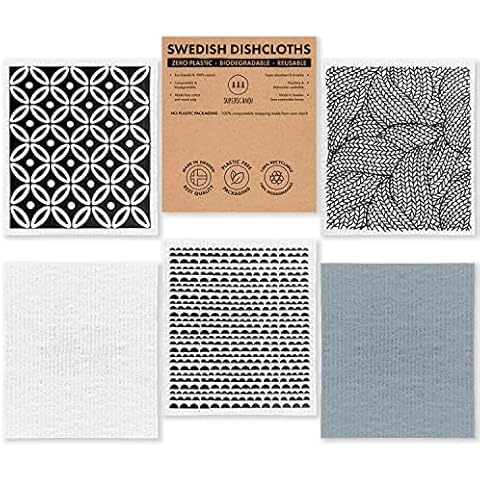 SUPERSCANDI Swedish Dishcloths for Kitchen Grey 10 Pack Reusable  Compostable