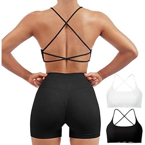 Aoxjox Women's Workout High Impact Sports Bras Fitness Square Neck