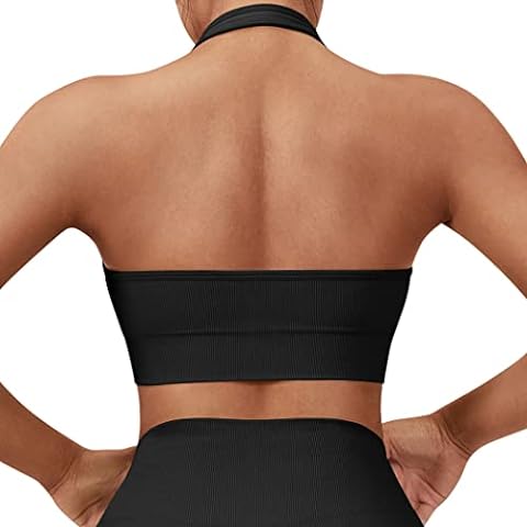 SUUKSESS Women 2 Piece Backless Strappy Sports Bra Pack Twist V Neck  Workout Crop Tops, #2 White & Black, Small : : Clothing, Shoes &  Accessories