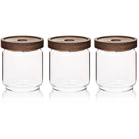 Sweejar Ceramic Canisters, Food Storage Jar Set with Airtight Seal Wooden  Lid, Stackable Containers for Kitchen Counter, Ground Coffee, Flour, Sugar