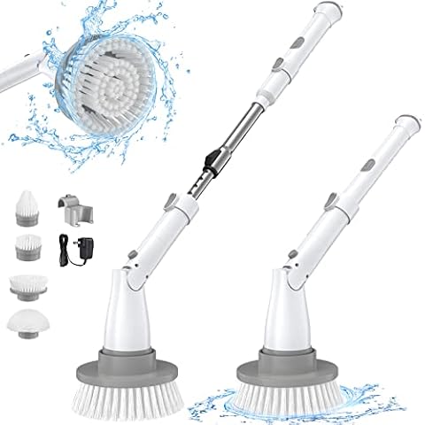 Leebein Electric Spin Scrubber, Cordless Cleaning Brush with 8 Replaceable  Brush Heads, Power Scrubber Dual Speed with Adjustable & Detachable Handle