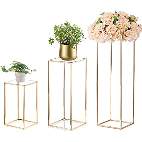 Sziqiqi Gold Candle Holders for Pillar Candles Candlestick Holders Set of 3  Taper Candle Holder for Coffee Table Decor Wedding Decorations Centerpiece