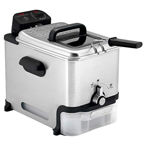OVENTE Electric Deep Fryer 0.9 Liter Capacity, 840W Power with Locking Lid,  Removable Stainless Steel Frying Basket, Adjustable Temperature Knob, Cool  Touch Handles and Easy to Clean, Silver FDM1091BR 