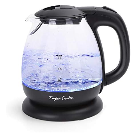 Taylor Swoden Electric Kettle with Tea Infuser, Small Electric Tea Kettle  with Keep Warm Function for Home and Office, Black