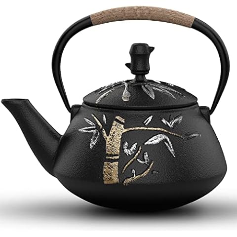 Bonjour Tea Handblown Glass Zen Teapot with Stainless Steel Infuser and Bamboo Trivet, 34-Ounce