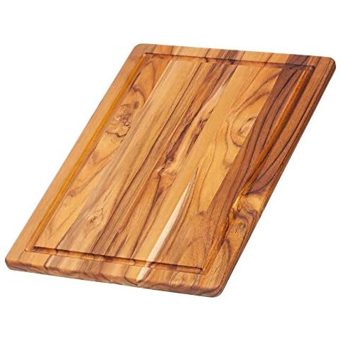 Dalstrong Cutting Board - 100% Teak Wood - Tight Wood Grain - Laser-Engraved Measurements & Juice Groove - 15 x 12 (Medium)