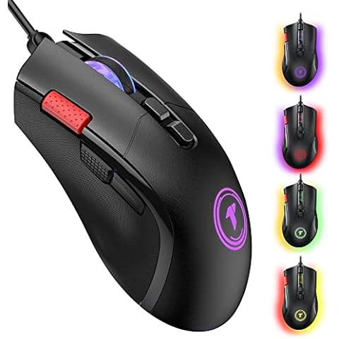  GK-XLI Gaming Mouse Wired, Lightweight Gaming Mice, Breathing  RGB Plug Play High-Precision Adjustable 3200 DPI Ergonomic PC Gaming Mouse  for Gamer, Wired Mouse for Laptop : Video Games