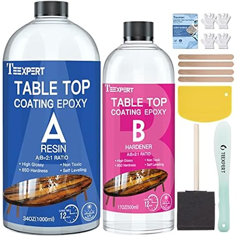 Teexpert Deep Pour Epoxy Resin, 51oz Epoxy Resin Kit for 2-4 Pour Depths, Crystal Clear & High Gloss, Bubble-free Casting Resin for Flower