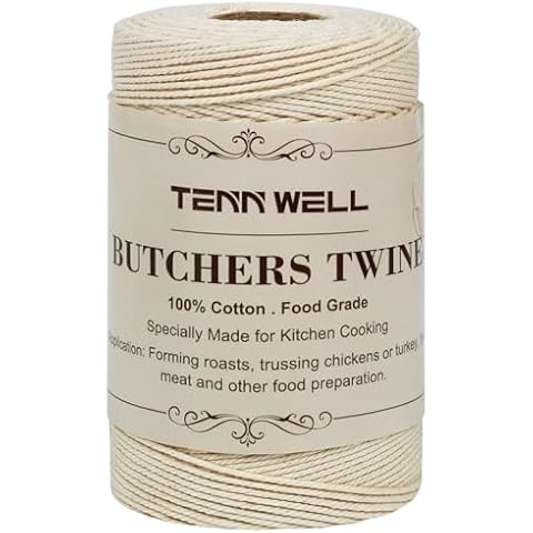 White Cotton Butchers Twine String - Ohtomber 328 Feet 2MM for Crafts,  Bakers Twine, Kitchen Cooking Butcher Meat and Roasting, Gift Wrapping