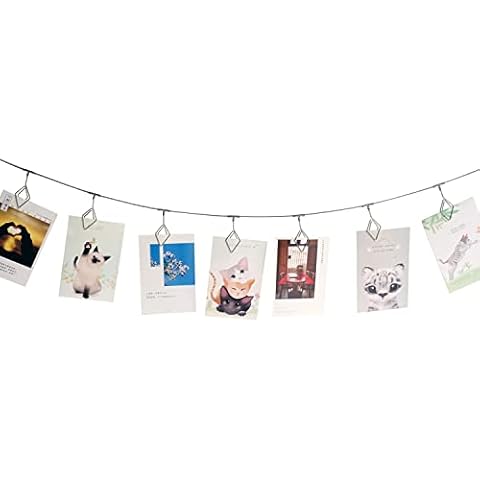 TFu Magnet Wall Hanging Photo Display Wire with 10pcs Magnets, Vertical  Polaroid Picture Holder Frame String for Dorm Home Room Wall Decor (Silver)