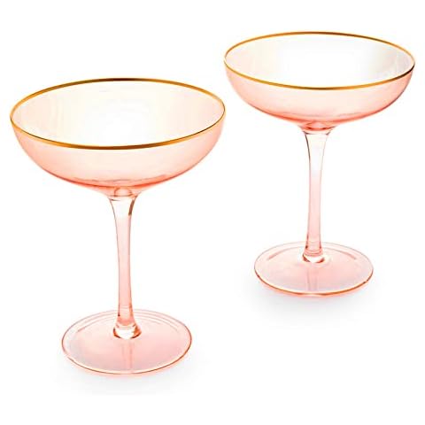 The Wine Savant Large Diamond Wine Glasses, 10 H Gold Rim Rhinestone