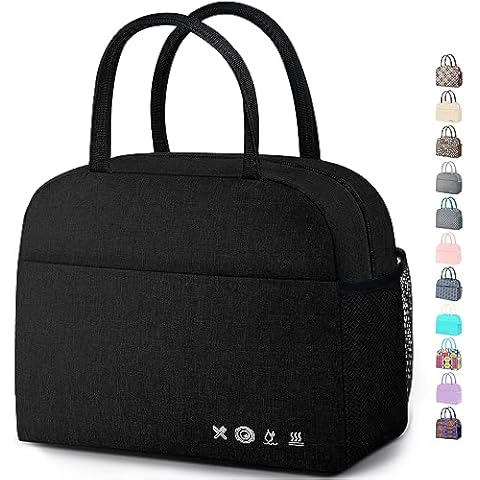 VAGREEZ Lunch Bag, Insulated Lunch Bag Large Waterproof Adult Lunch Tote Bag for Women Men (Black)