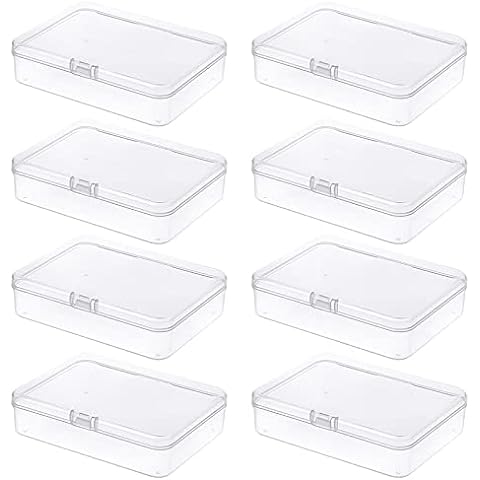 Thintinick 8-Pack Rectangular Plastic Storage Containers Box with Hinged  Lid for Beads and Crafts, 4.5 x 3.3 x 1.1 inch / 115 x 85 x 28 mm
