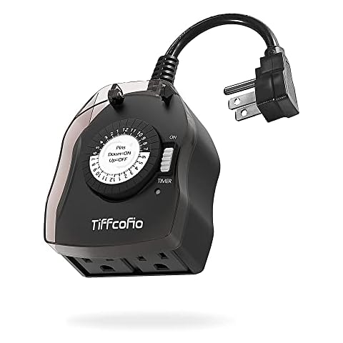 24 Hour Timer Outlet Fosmon 3-Prong Dual Plug-In Mechanical Grounded ETL Listed