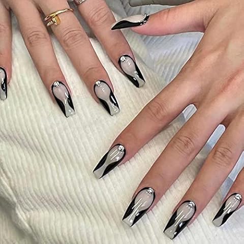 24pcs Halloween False Nails Long Coffin, White Tip French Stick on Nails  Pink Heart Spider Web Press on Nails Removable Fake Nails, Halloween Make  Up Costume Accessories for Women Adults : 