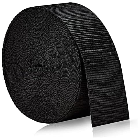 JIAKAI 2 Inch Wide 10 Yards Nylon Heavy Duty Webbing Strap，Polypropylene  Heavy Straps for Bags, Hammocks, Outdoor Climbing and DIY Making Luggage  Strap, Pet Collar, Backpack Repairing (Black) 