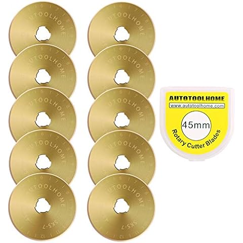 Rotary Cutter Blades 45mm 10 Pack by SOMOLUX ,Fits OLFA,Fiskars
