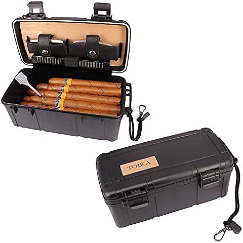 TISFA Cigar Travel Humidor Case with Cigar Cutter and Cigar Stand, Portable  Cigar Humidor, Waterproof Cigar Box Holds up to 5 Cigars - Cigars Gift Set
