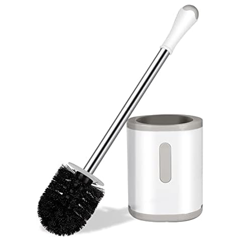 Toilet Bowl Brush Holder Set: Bathroom Deep Cleaning Toilet Cleaner Scrubber  Under Rim with Curved Bristle for Dead Corner Clean - Hidden Modern Rv  Toilet Decorative Accessories with Caddy - White A-white