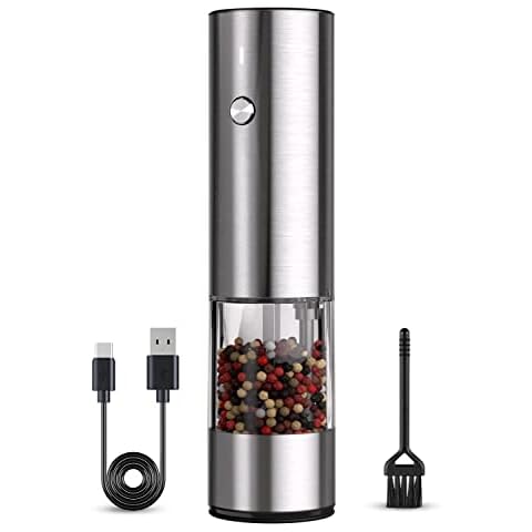 TOMEEM Electric Salt & Pepper Grinder Set (2 pcs) 6-Level Adjustable  Coarseness