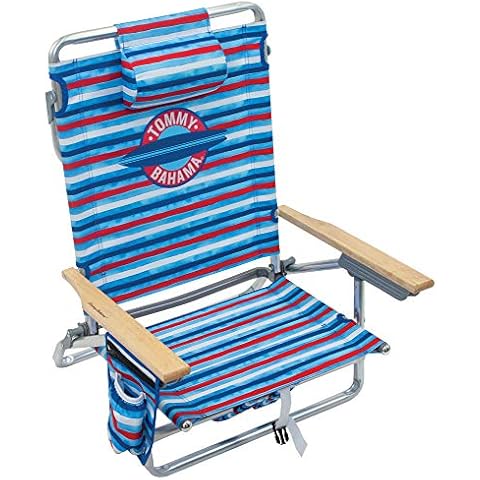 Tommy Bahama Backpack Beach Chair-New 2022 Designs-5-Position Classic Lay Flat-Insulated Cooler Towel Bar-Storage Pouch (Tropical Sunset)