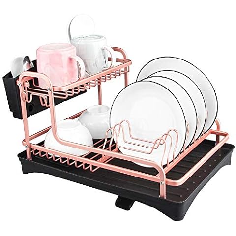 Modern Wood Handle Dish Rack and Drain Board, Attom Tech Home 16.5