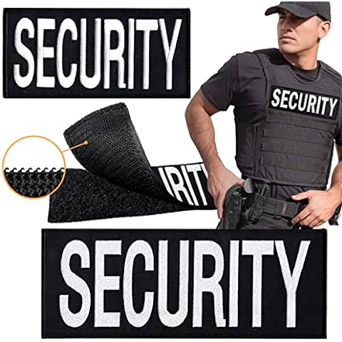 TOOLSSIDE 2 PCS Armed Security Officer Patch 4x10 & 2x5 Hook on Back -  Security Patches for Uniforms with Embroidered Letters - Quality Grey