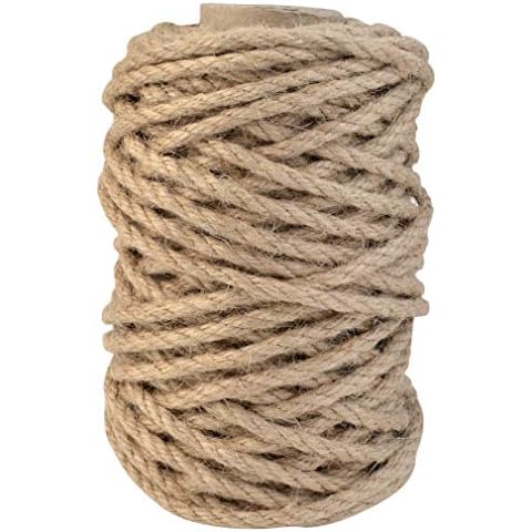 Jute Twine String for Crafts, Christmas and Gardening (500ft / 150M roll) 3  Ply (Brown - 2 Roll)