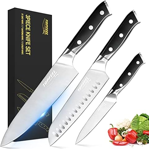 Brewin CHEFILOSOPHI Japanese Chef Knife Set 5 PCS with Elegant Red