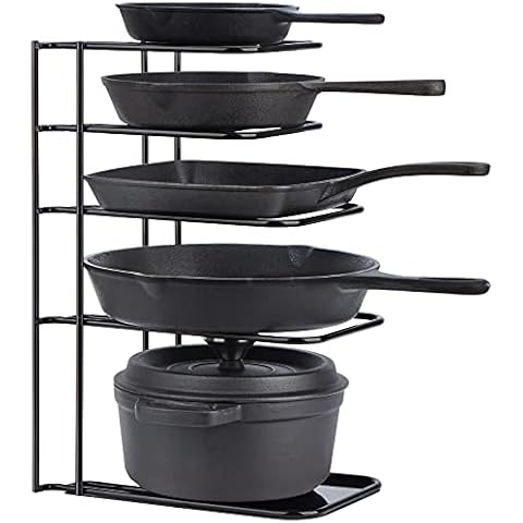 Extreme Matters Heavy Duty Pot and Pan Organizer for Pots, Pans, Cast Iron,  Skillets (Horizontal or Vertical)