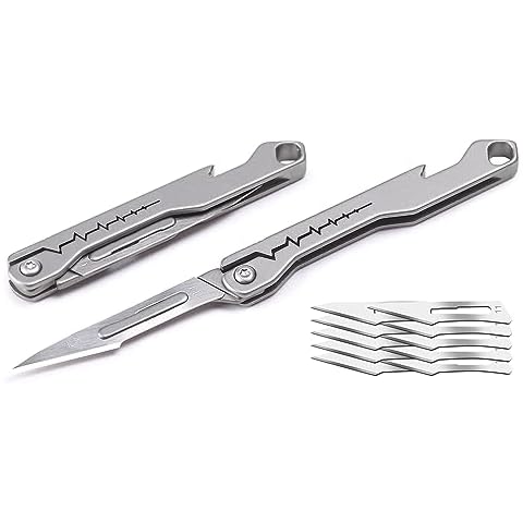 FLISSA Mini Folding Pocket Knife, 2.5-inch Stainless Steel Drop Point  Blade, EDC Pocket Knives for Men with Bottle Opener and Glass Breaker  (Stonewash), Black 
