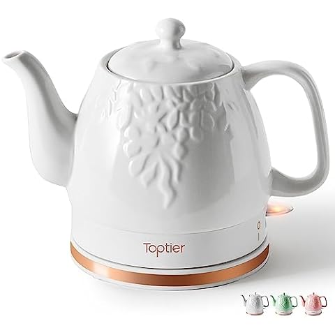 Pinky UP Ceramic Electric Tea Kettle, Mint, Rose Gold, Gooseneck