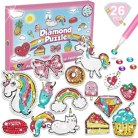 50 Kawaii Diamond Painting Stickers - Kids Diamond Painting Kits for Kids  wit