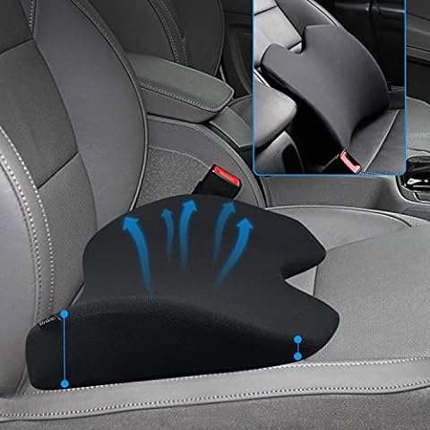 Car Lumbar Support Pillow by SEG Direct - Ergonomic Pillow for Back Support,  Designed to Relieve Driving Fatigue and Back Pain, Memory Foam Filling,  Breathable Leather Cover, Suitable for Car Seats and