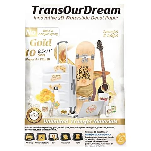 TransOurDream White Printable Temporary Tattoo Transfer Paper for Inkjet &  Laser Printer (A+B per Set, 10 Sets, 8.5x11) DIY Personalized Waterproof