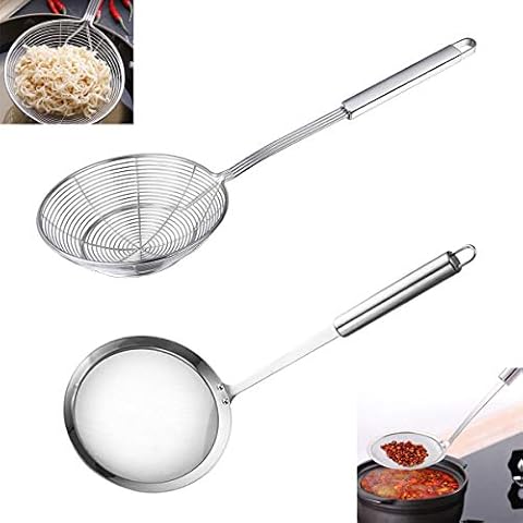 Newness Fine Mesh Skimmer Spoon, Professional 304 Stainless Steel Hot Pot  Fat Strainer for Oil Filter Skimming Grease and Foam, Durable  Multi-Functional Kitchen Cooking Mesh Food Strainer Ladle
