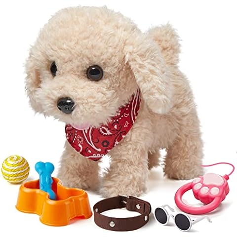 CAZIKO Soft Plush Toys Dog for Kids Battery Operated Pet Puppy Toys with Barking Walking and Tail-Wagging Simulation Saint Bernard Toys Interactive Toys for