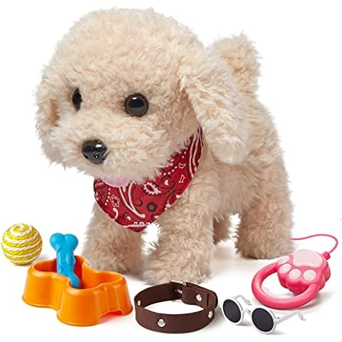 CAZIKO Soft Plush Toys Dog for Kids Battery Operated Pet Puppy Toys with Barking Walking and Tail-Wagging Simulation Saint Bernard Toys Interactive Toys for