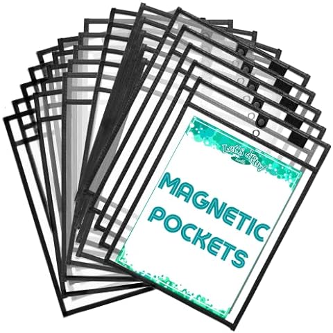 Two Point Magnetic Dry Erase Pockets (30-Pack) - Landscape - Clear Plastic Sleeves for Paper, Shop Ticket Holders, Job Ticket Holders, Clear Paper