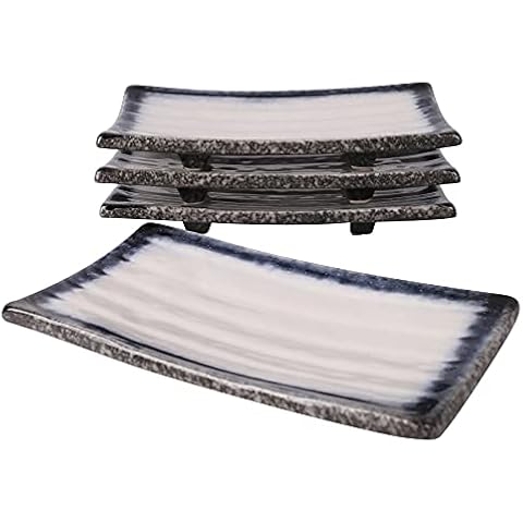 uniidea Ceramic Sushi Serving Tray Sets 2, 6 Pieces Japanese Style