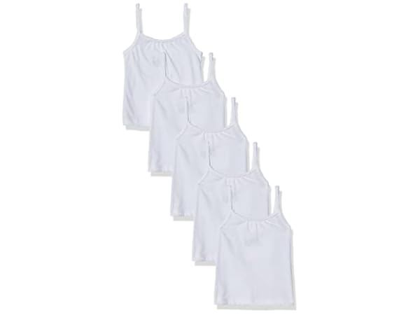 Rene Rofe Girls' Undershirt - 100% Cotton Cami - Camisole Tank Top (6 Pack,  2T-14)
