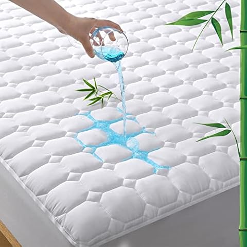 OBOEY Queen Size Mattress Pad Cover Cotton Breathable Top Pillow Top with  Snow Down Alternative Fill Cooling Mattress Topper