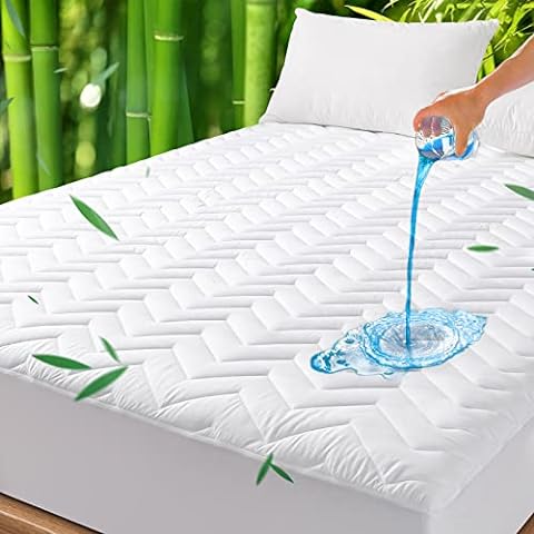 OBOEY Queen Size Mattress Pad Cover Cotton Breathable Top Pillow Top with  Snow Down Alternative Fill Cooling Mattress Topper
