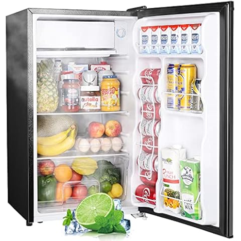 12V Mini Fridge Quiet Compact Refrigerator with Lock Small Cooler 1.76 Cu.  Ft Silent Hotel Mini Bar Zero Noise Absorption Fridge for Bedroom Hotel