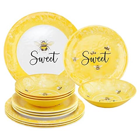 Certified International Bee Sweet 10.75 Dinner Plates, Set of 4, Multi  Colored