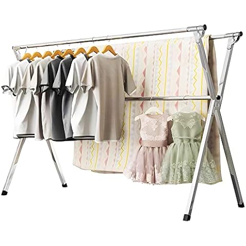 Sillars Clothes Drying Rack, 79 inches Laundry Drying Rack Clothing  Foldable & Collapsible Stainless Steel Heavy Duty Clothing Drying Rack with