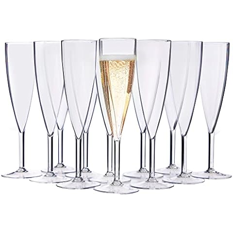 24pk Stemless Plastic Champagne Flutes - 9 Oz, Clear Plastic Wine Glasses, Shatterproof Mimosa Bar Supplies, Disposable Cocktail Glasses