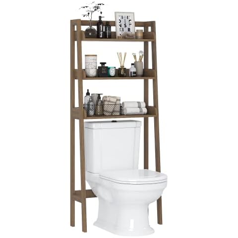 ALLZONE Bathroom Organizer, Over The Toilet Storage, 4-Tier Adjustable Wood  Shelves for Small Rooms, Saver Space Rack, 92 to 116 Inch Tall, Narrow