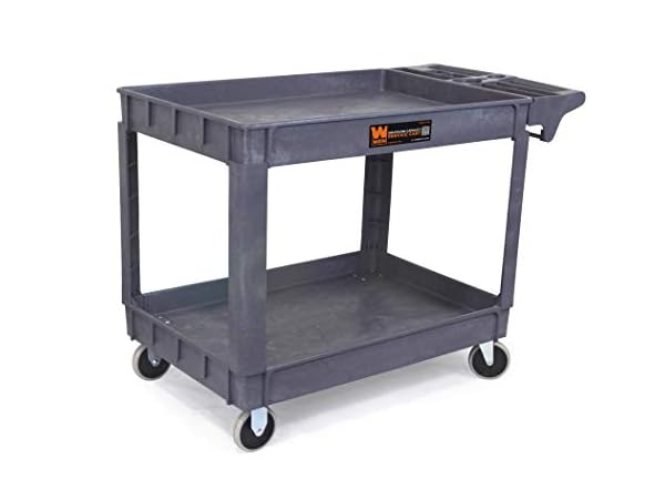 Commercial Heavy-Duty Utility Service Cart | 3 Shelf | | 450 Lbs Max  Capacity | Rolling Utility Cart W 33 x H 37 x D 16 Black